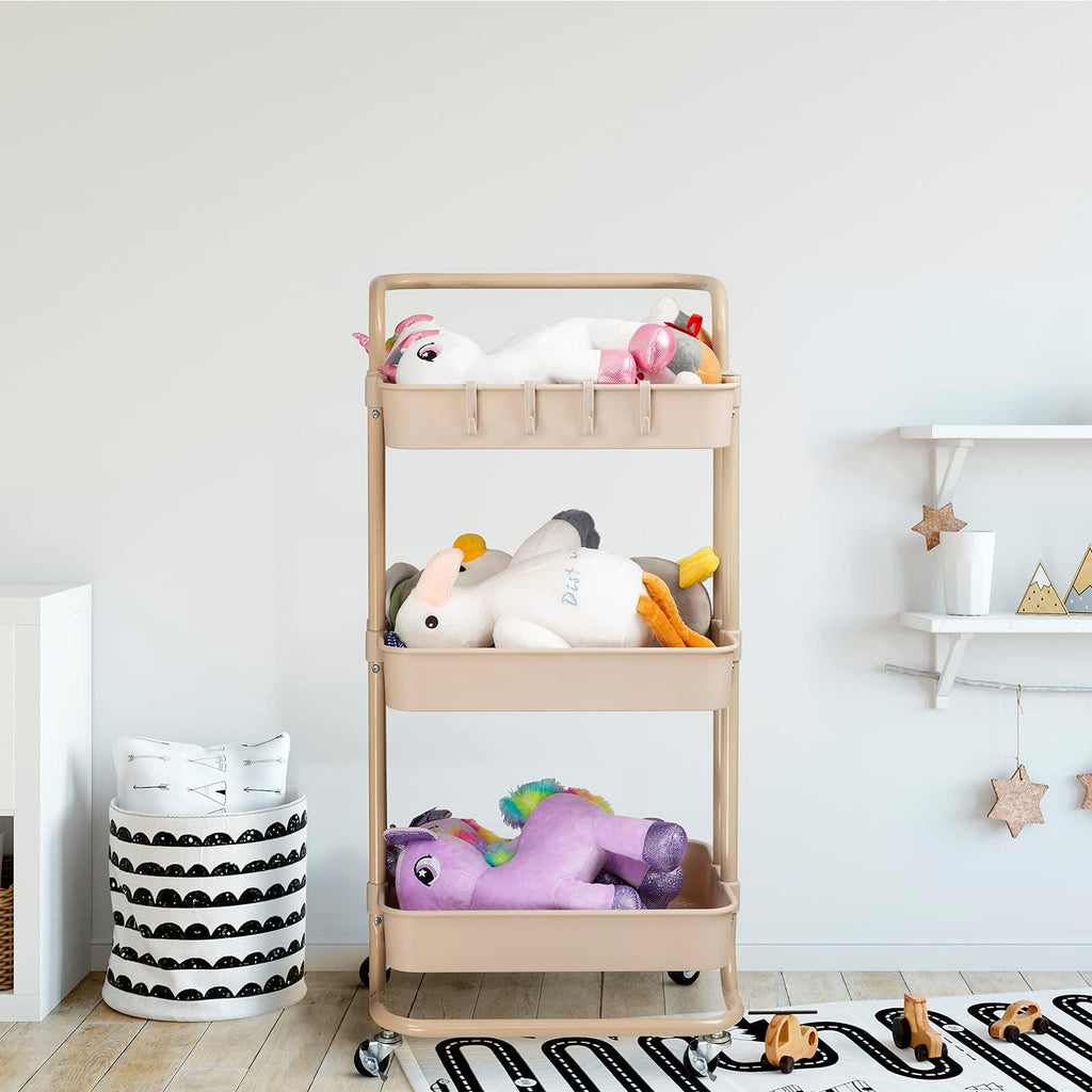 3-tier metal rolling storage cart