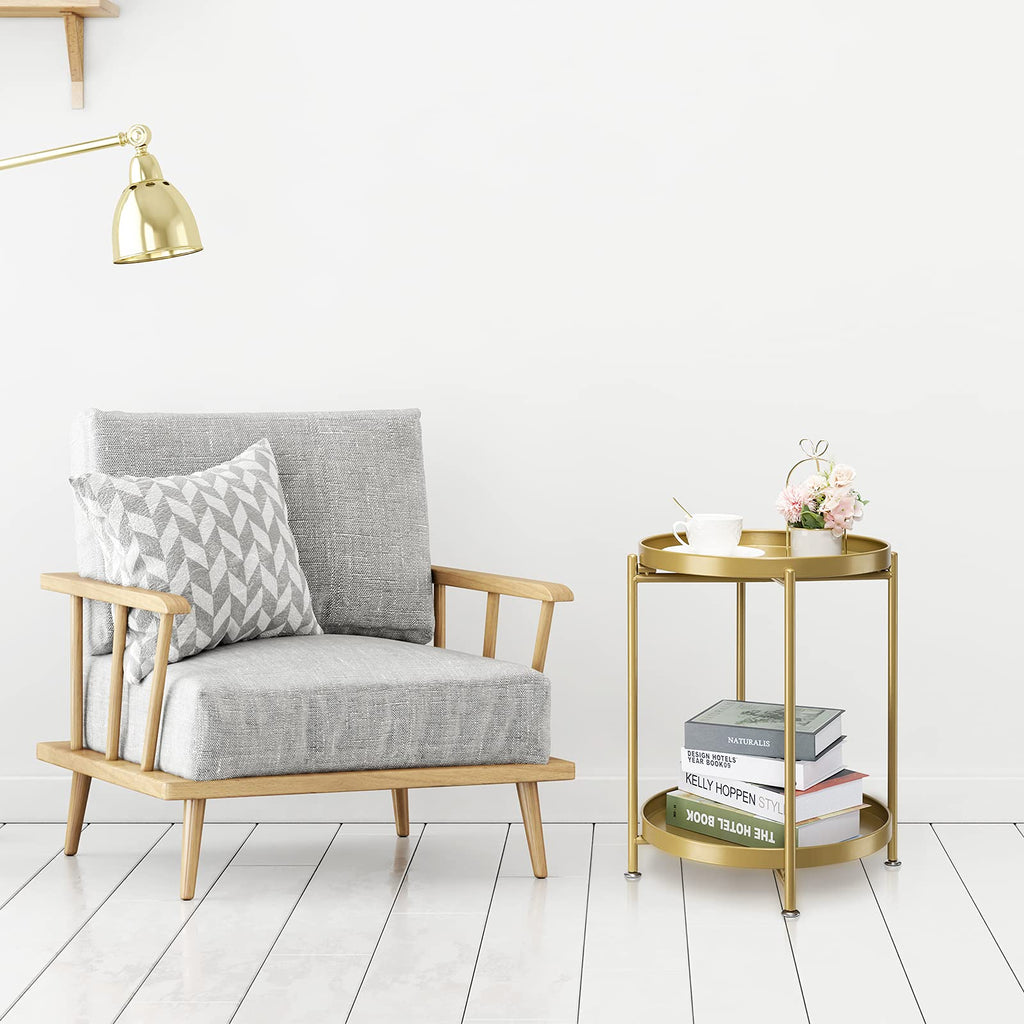 Unveiling the Elegance: Our Gold Round Folding Metal End Table With Storage