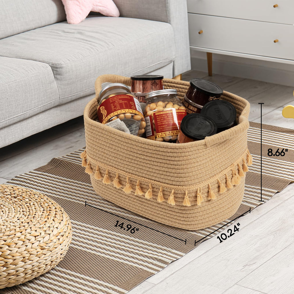 Home Cotton Rope Woven Storage shops Baskets Bin Set of 3