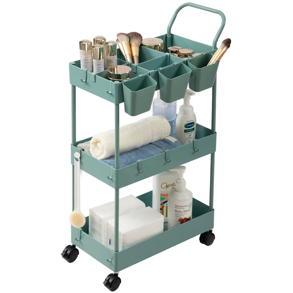 SPACELEAD Slim Storage Cart,3 Tier Bathroom Rolling Utility Cart