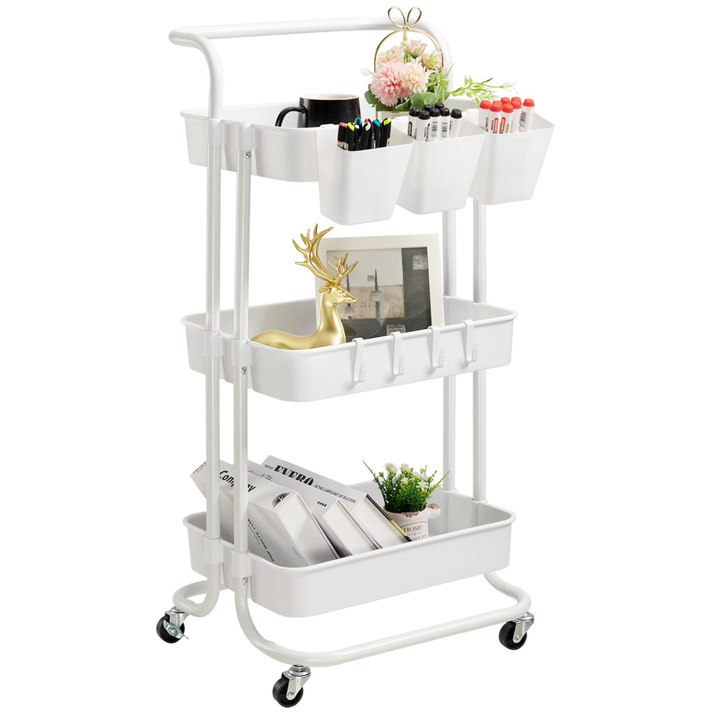 3-Tier popular White Rolling Utility Cart