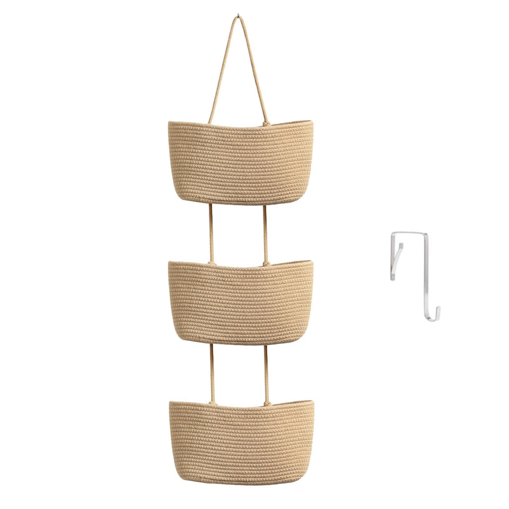2PCS Wall Hanging Rope Basket Small Woven Baskets Hanging Storage Rope  Basket Cotton Rope Basket Storage Bins for Home Décor, Baby Nursery 